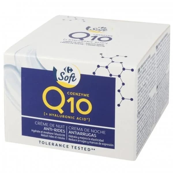 Crema de noche antiarrugas Q10 hidrata y mejora la elasticidad Carrefour Soft 50 ml - 0.05 l - Imagen del producto en Findit