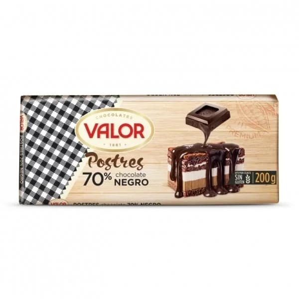 Chocolate 70% para postre VALOR, tableta 200 g - 0.2 kg - Imagen del producto en Findit