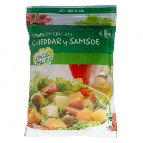 Queso cheddar y samsoe en dados especial ensaladas Carrefour 200 g. - 0.2 kg - Imagen del producto en Findit
