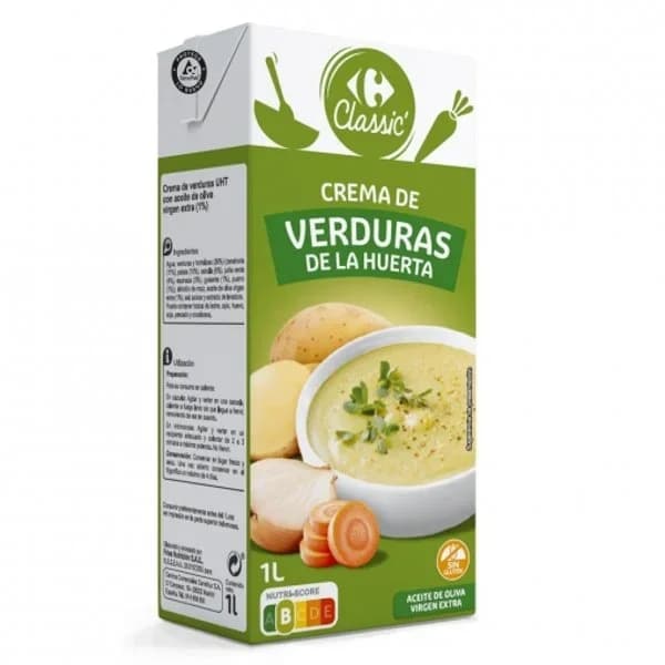 Crema de verduras de la huerta Classic Carrefour sin gluten 1 l. - 1 l - Imagen del producto en Findit