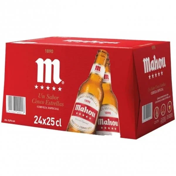 Cerveza Mahou 5 Estrellas especial pack de 24 botellas de 25 cl. - 6 l - Imagen del producto en Findit
