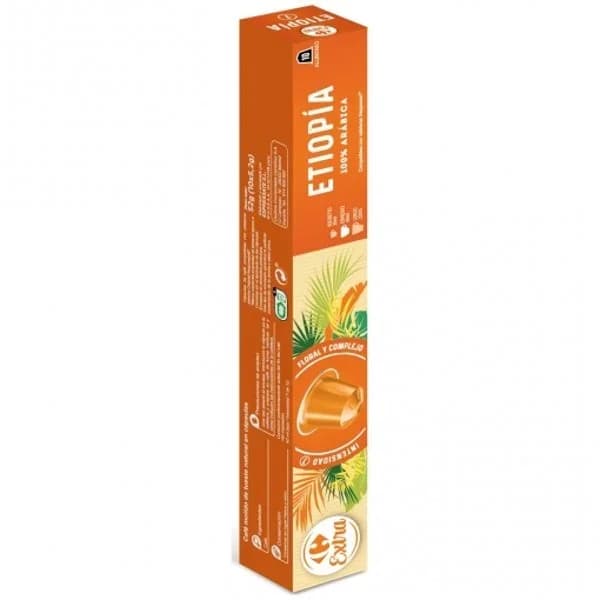 Café cápsulas Etiopía Carrefour Extra compatible con Nespresso 10 ud. - 9.83 ud - Imagen del producto en Findit