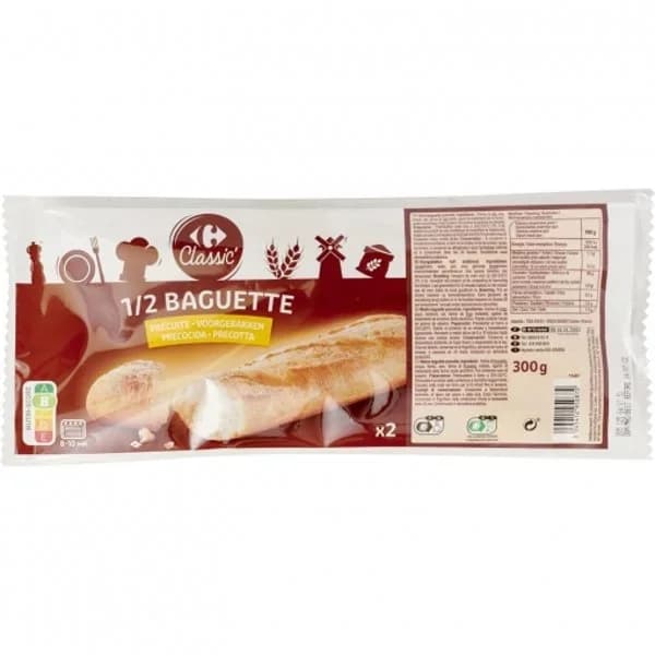 Baguette precocida Carrefour Classic' pack de 2 unidades de 150 g. - 0.3 kg - Imagen del producto en Findit