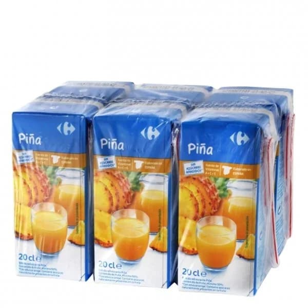 Bebida de piña Carrefour Classic sin azúcar pack de 6 briks de 20 cl. - 1.2 l - Imagen del producto en Findit