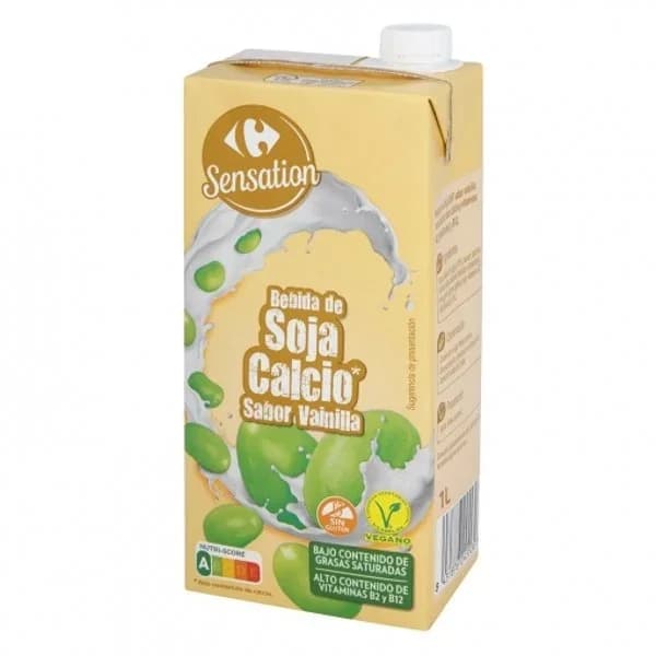 Bebida de soja calcio sabor vainilla Carrefour sin gluten  brik 1 l. - 1 l - Imagen del producto en Findit