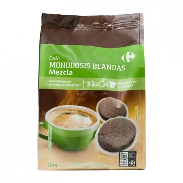Café mezcla monodosis Carrefour compatible con Senseo 32 unidades de 7 g. - 30.82 ud - Imagen del producto en Findit