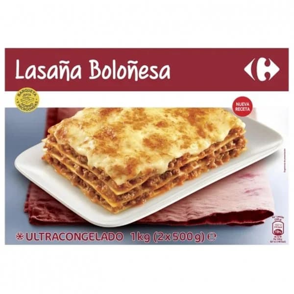 Lasaña boloñesa Carrefour pack de 2 unidades de 500 g. - 1 kg - Imagen del producto en Findit