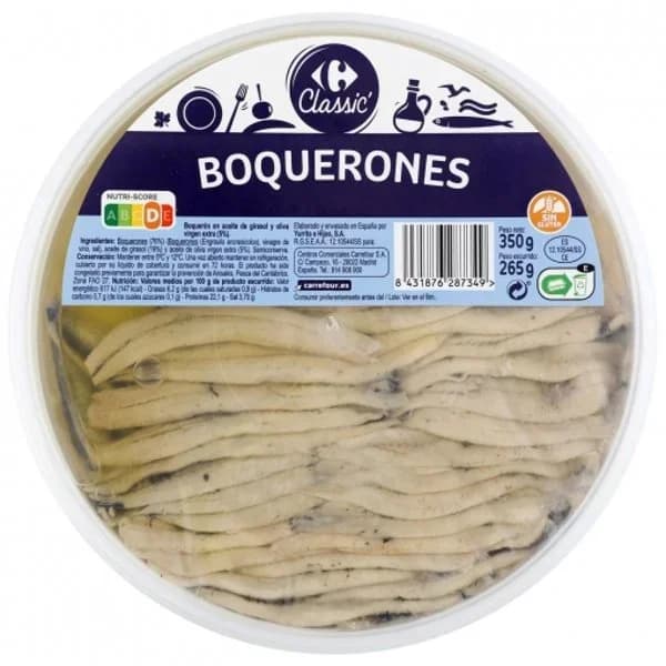 Boquerones Carrefour sin gluten 350 g. - 0.35 kg - Imagen del producto en Findit