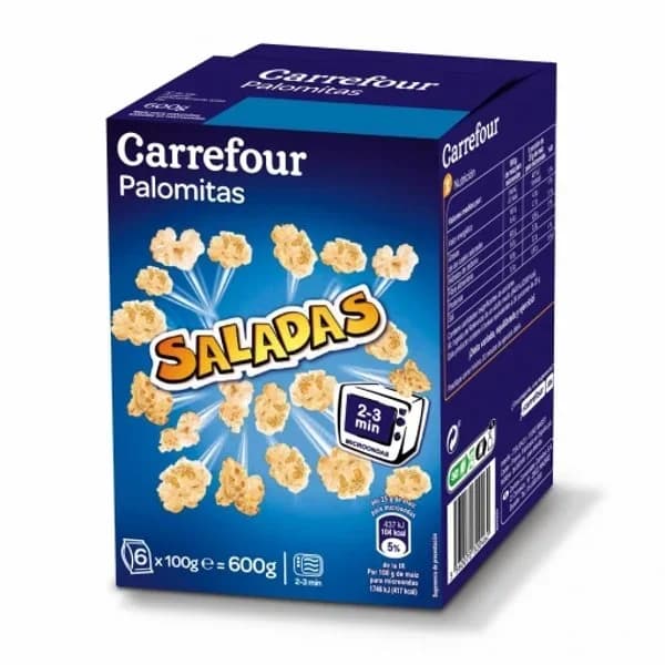 Palomitas saladas para microondas Carrefour pack de 6 unidades de 100 g. - 0.6 kg - Imagen del producto en Findit