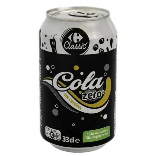 Cola Carrefour Classic' zero azúcar sin cafeína lata 33 cl. - 0.33 l - Imagen del producto en Findit