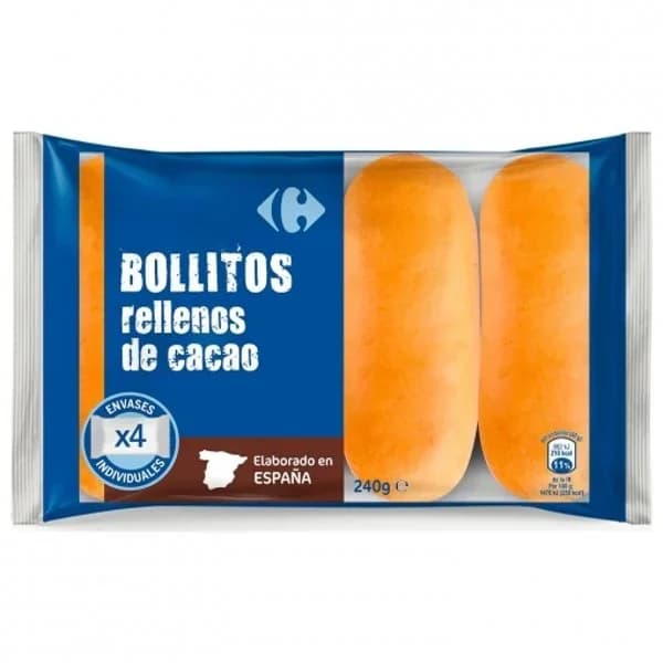 Bollitos rellenos de cacao Carrefour 240 g. - 0.24 kg - Imagen del producto en Findit