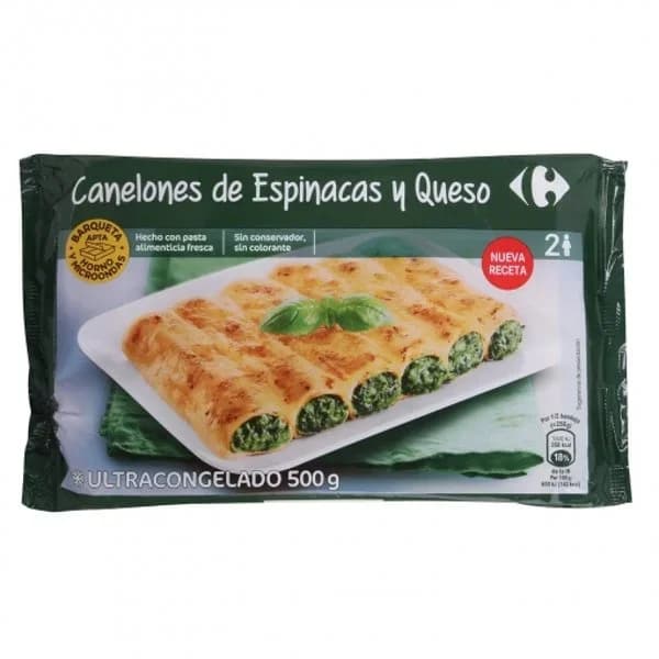 Canelones de espinacas y queso Carrefour 500 g. - 0.5 kg - Imagen del producto en Findit