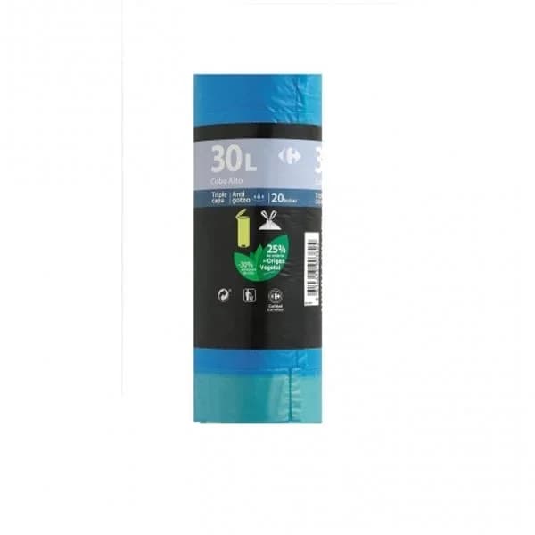 Bolsas de Basura Cubo Alto 30L 20 ud CARREFOUR Essential - Azul - 20.56 ud - Imagen del producto en Findit