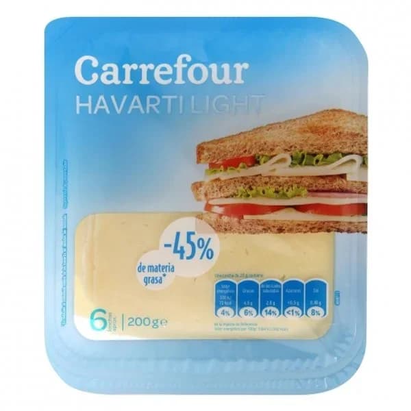queso havarti light en lonchas Carrefour 200 g. - 0.2 kg - Imagen del producto en Findit
