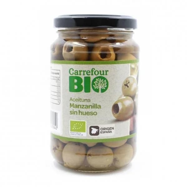Aceituna manzanilla sin hueso ecológica Carrefour Bio 160 g. - 0.16 kg - Imagen del producto en Findit