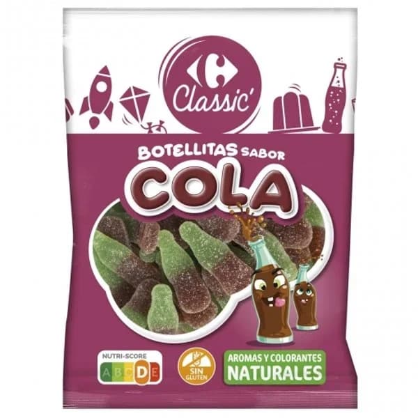 Botellitas de goma sabor cola Carrefour Classic sin gluten 250 g. - 0.25 kg - Imagen del producto en Findit