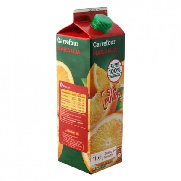 Zumo de naranja Carrefour exprimido sin pulpa brik 1 l. - 1 l - Imagen del producto en Findit