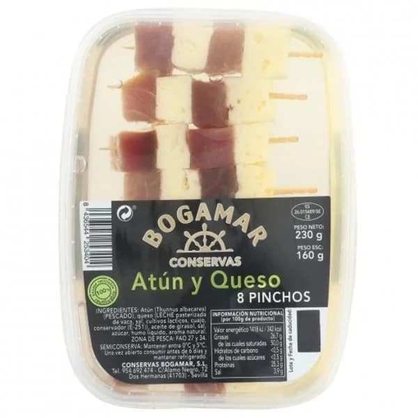 Pinchos de atún y queso Bogamar 160 g - 0.16 kg - Imagen del producto en Findit