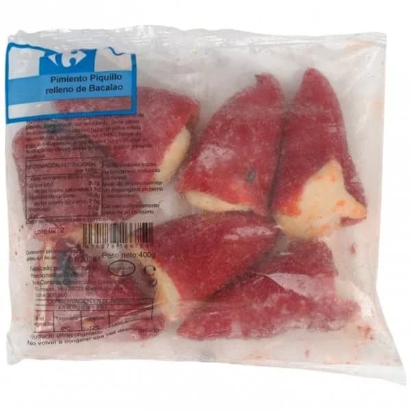 Pimientos del piquillo relleno de bacalao congelados Carrefour 400 g - 0.4 kg - Imagen del producto en Findit