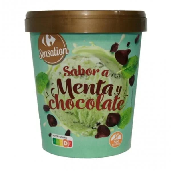 Helado de menta y chocolate Carrefour Sensation sin gluten 300 g. - 0.3 kg - Imagen del producto en Findit