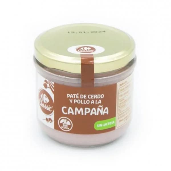 Paté campaña de cerdo y pollo Classic Carrefour sin gluten y sin lactosa 160 g. - 0.16 kg - Imagen del producto en Findit