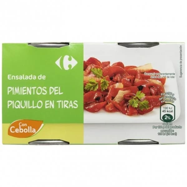 Ensalada de pimientos del piquillo en tiras con cebolla Carrefour pack de 2 unidades 180 g. - 0.36 kg - Imagen del producto en Findit