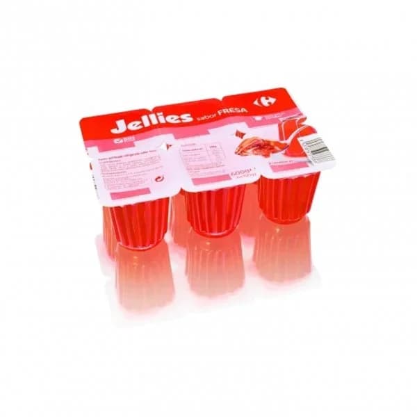 Gelatina sabor fresa jellies Carrefour sin gluten pack de 6 unidades de 100 g. - 0.6 kg - Imagen del producto en Findit