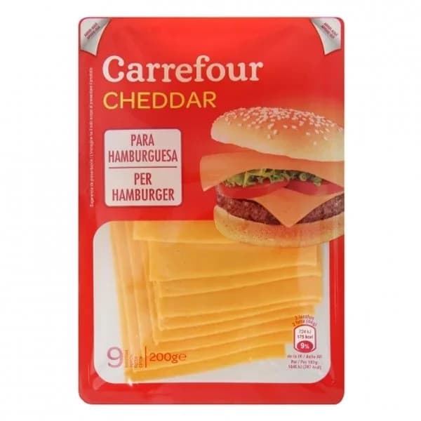 Queso cheddar en lonchas Carrefour 200 g. - 0.2 kg - Imagen del producto en Findit