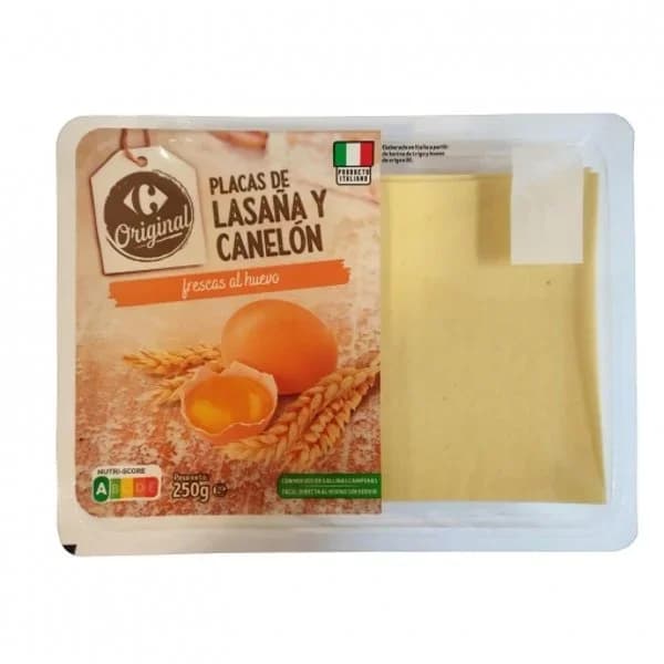 Placas de lasaña y canelones frescas al huevo Carrefour Original 250 g. - 0.25 kg - Imagen del producto en Findit