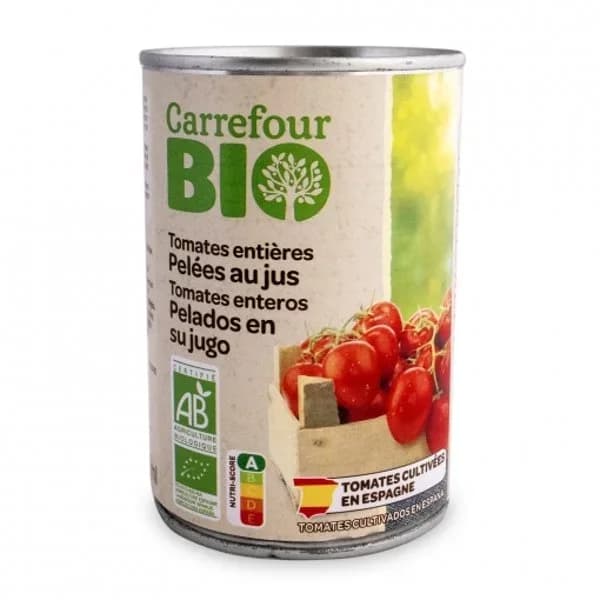 Tomate entero pelado ecológico Carrefour Bio 240 g. - 0.24 kg - Imagen del producto en Findit