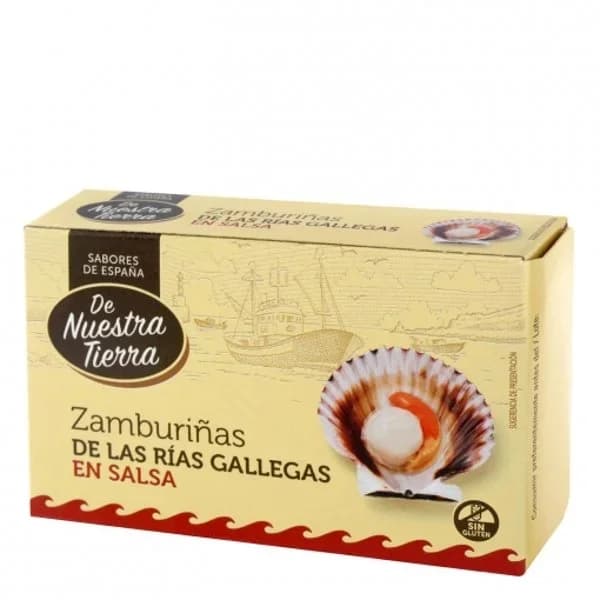 Zamburiñas de las rías gallegas en salsa De Nuestra Tierra sin gluten 65 g. - 0.07 kg - Imagen del producto en Findit