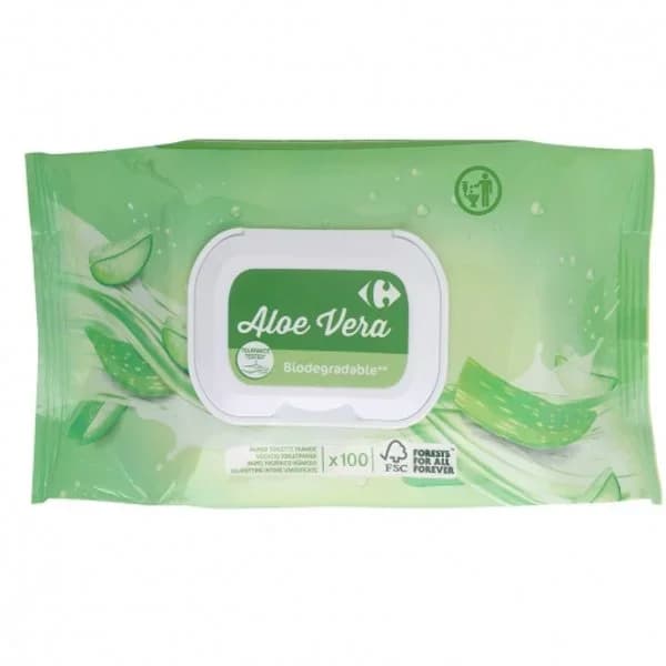 Papel higiénico húmedo aloe vera Carrefour 100 ud. - 77.5 ud - Imagen del producto en Findit