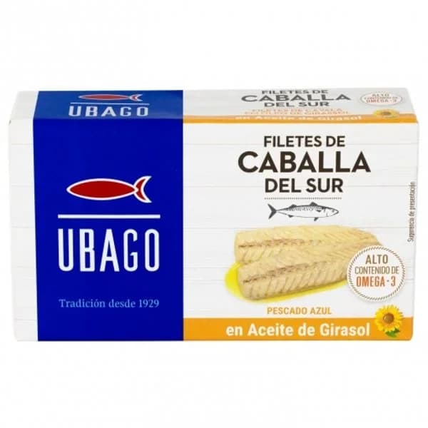 Filetes de caballa del sur en aceite de girasol Ubago 65 g. - 0.08 kg - Imagen del producto en Findit