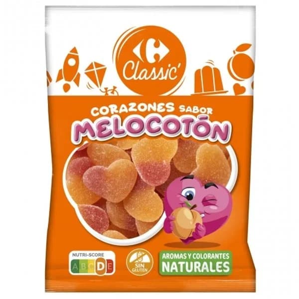 Corazones de goma sabor a melocotón Carrefour Classic sin gluten 200 g. - 0.2 kg - Imagen del producto en Findit
