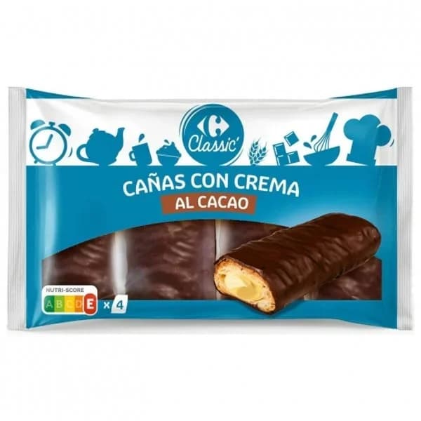 Cañas rellenas de crema al cacao Classic' Carrefour 380 g. - 0.38 kg - Imagen del producto en Findit