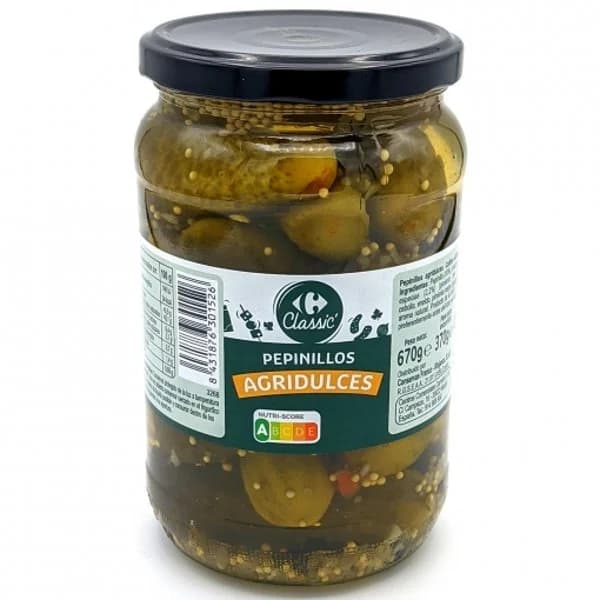 Pepinillos agridulces Classic Carrefour 370 g. - 1 ud - Imagen del producto en Findit