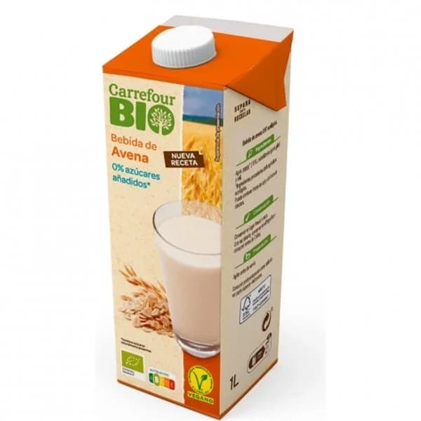 Bebida de avena ecológica Carrefour Bio sin azúcar añadido brik 1 l. - 1 l - Imagen del producto en Findit