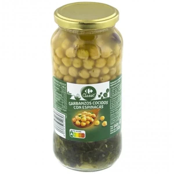 Garbanzos con espinacas Classic Carrefour 350 g. - 0.35 kg - Imagen del producto en Findit