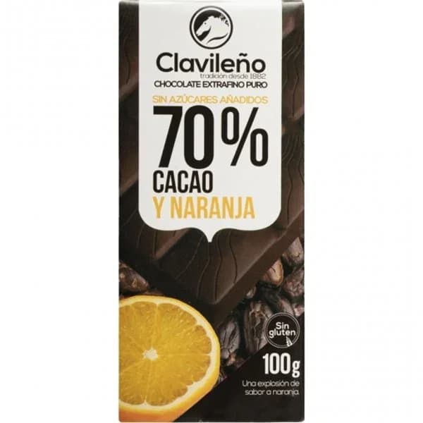 Chocolate Negro 72% Cacao Naranja Sin Azúcar - 0.1 kg - Imagen del producto en Findit