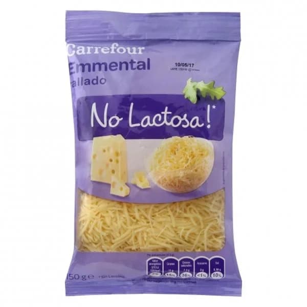Queso rallado emmental Carrefour sin lactosa 150 g. - 0.15 kg - Imagen del producto en Findit