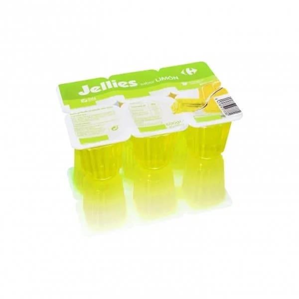 Gelatina sabor limón Jellies Carrefour sin gluten pack de 6 unidades de 100 g. - 0.6 kg - Imagen del producto en Findit