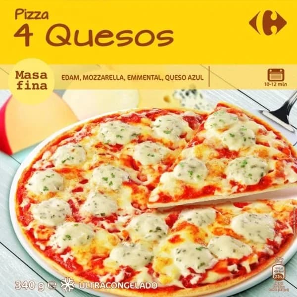 Pizza 4 quesos Carrefour 340 g. - 0.34 kg - Imagen del producto en Findit