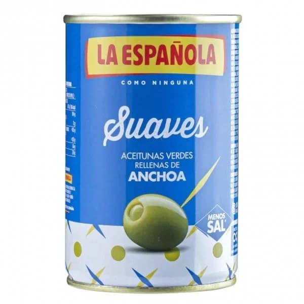 Aceitunas verdes rellenas de anchoa sabor suave La Española sin gluten 130 g. - 0.13 kg - Imagen del producto en Findit
