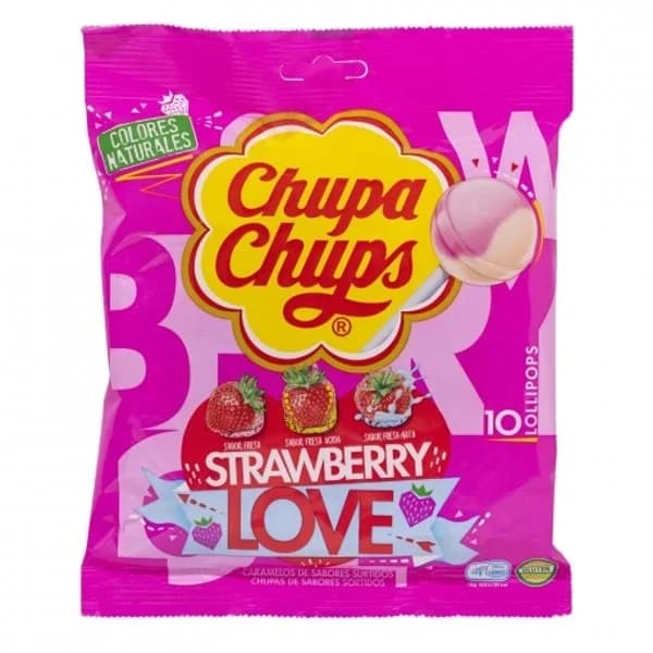 Caramelos con palo sabor fresa Chupa Chups sin gluten y sin lactosa 120 g. - 1 ud - Imagen del producto en Findit