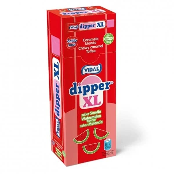 Caramelos blanco sabor sandía Dipper XL Vidal sin gluten 157 g. - 0.16 kg - Imagen del producto en Findit