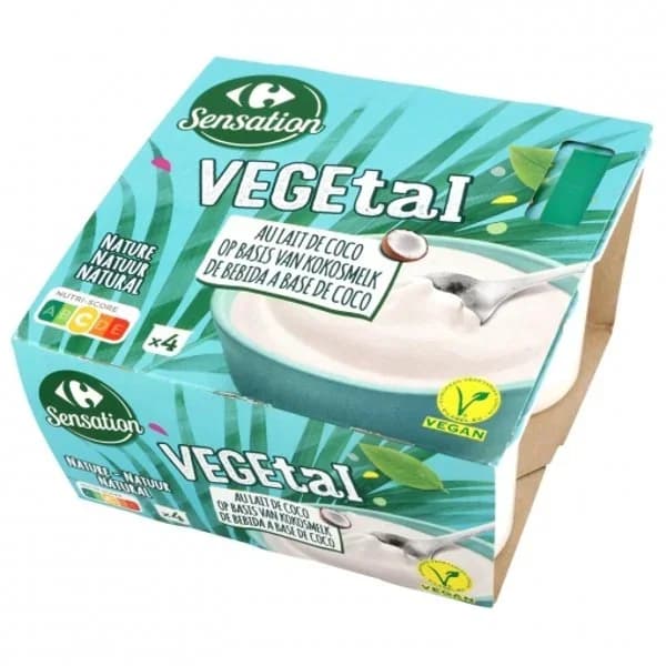 Preparado de coco natural Carrefour Sensation pack de 4 unidades de 100 g. - 0.4 kg - Imagen del producto en Findit