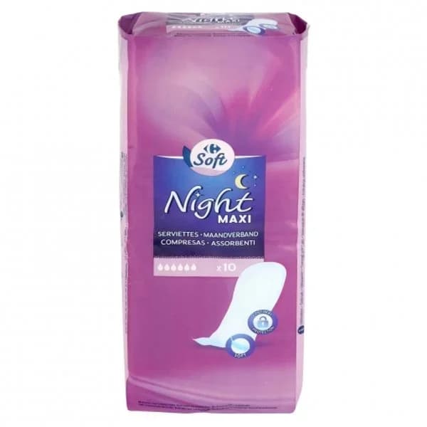 Compresas noche maxi Carrefour 10 ud. - 10.11 ud - Imagen del producto en Findit