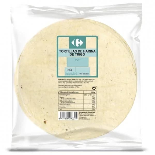 Tortillas de harina de trigo Carrefour 320 g - 1 ud - Imagen del producto en Findit