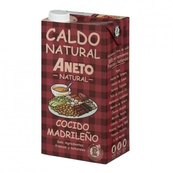Caldo natural de cocido madrileño Aneto sin gluten y sin lactosa brik 1 l. - 1 l - Imagen del producto en Findit