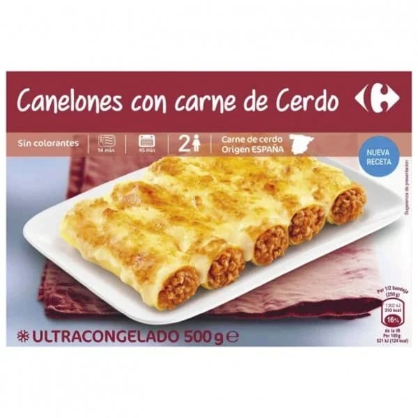 Canelones de carne de cerdo Carrefour Extra 500 g. - 0.5 kg - Imagen del producto en Findit